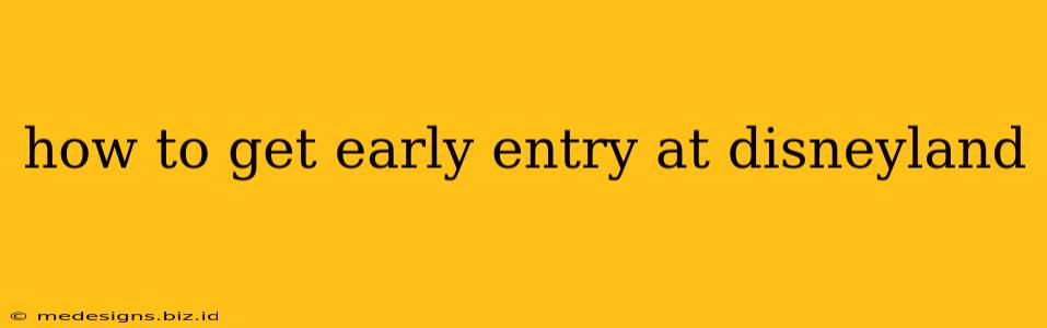 how to get early entry at disneyland
