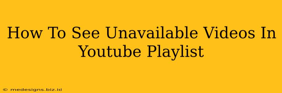 How To See Unavailable Videos In Youtube Playlist