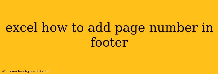 excel how to add page number in footer