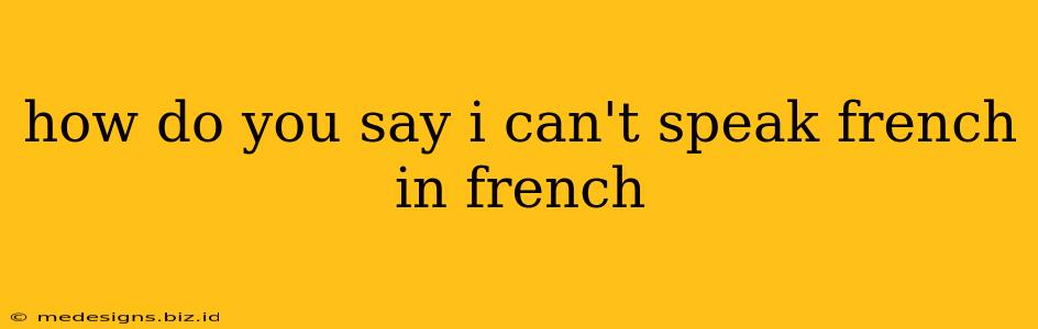 how do you say i can't speak french in french