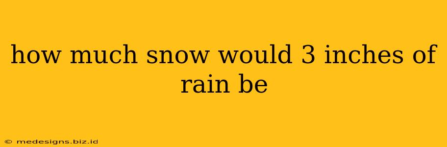 how much snow would 3 inches of rain be