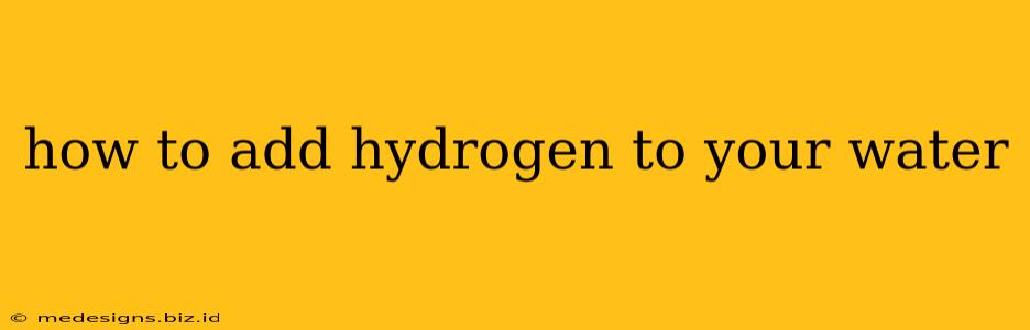 how to add hydrogen to your water