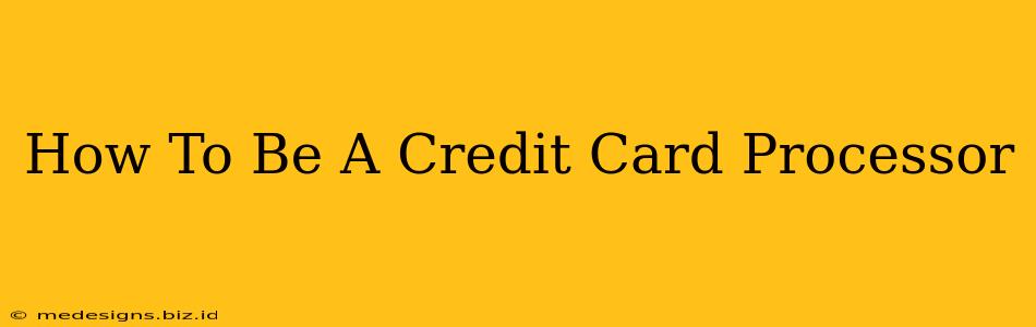 How To Be A Credit Card Processor
