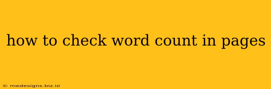 how to check word count in pages