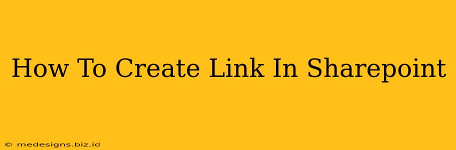 How To Create Link In Sharepoint