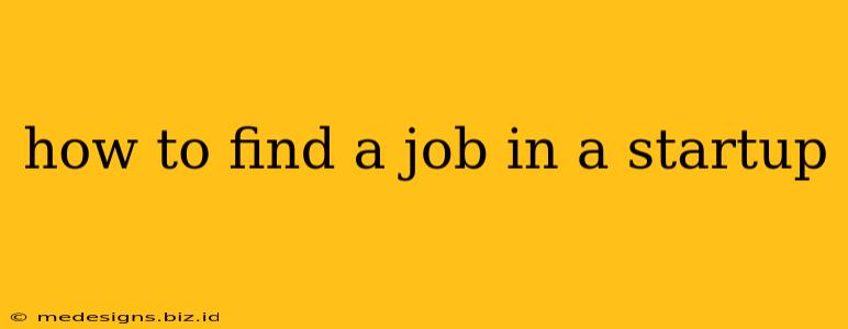how to find a job in a startup