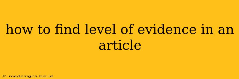 how to find level of evidence in an article