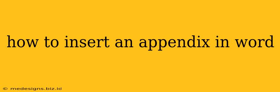 how to insert an appendix in word