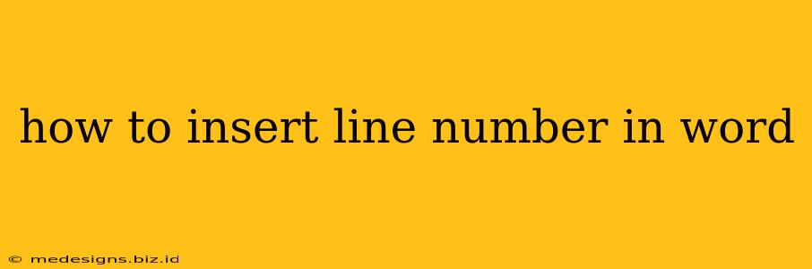 how to insert line number in word
