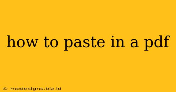 how to paste in a pdf