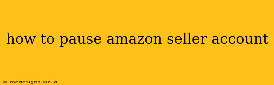 how to pause amazon seller account