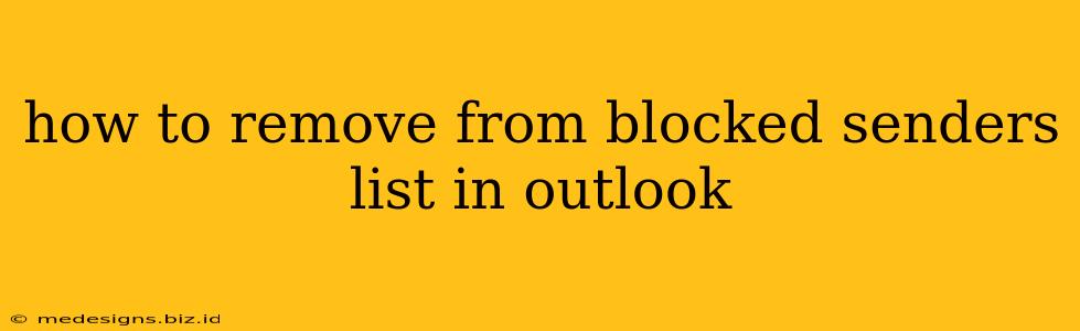 how to remove from blocked senders list in outlook