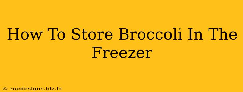 How To Store Broccoli In The Freezer