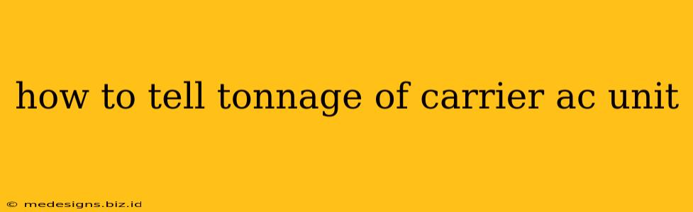 how to tell tonnage of carrier ac unit