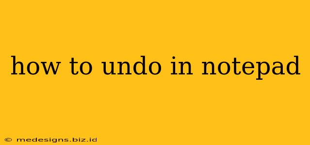 how to undo in notepad