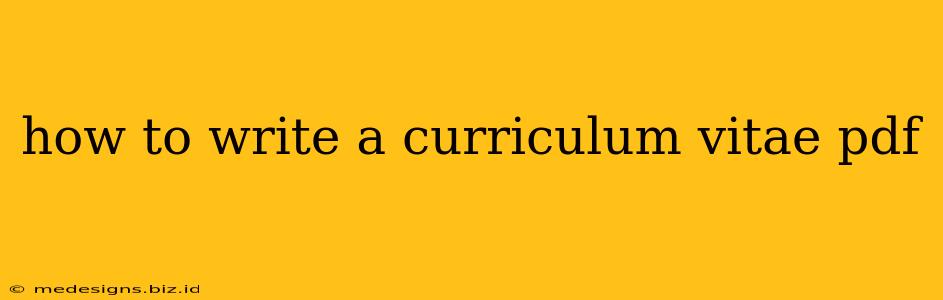 how to write a curriculum vitae pdf